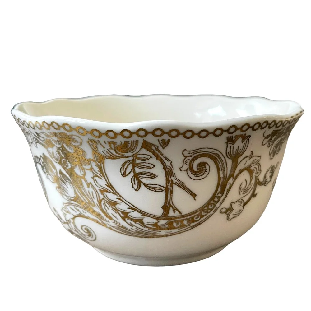 222 Fifth ADELAIDE GOLD Cereal Soup Bowl 5.5in Set of 4 Porcelain New